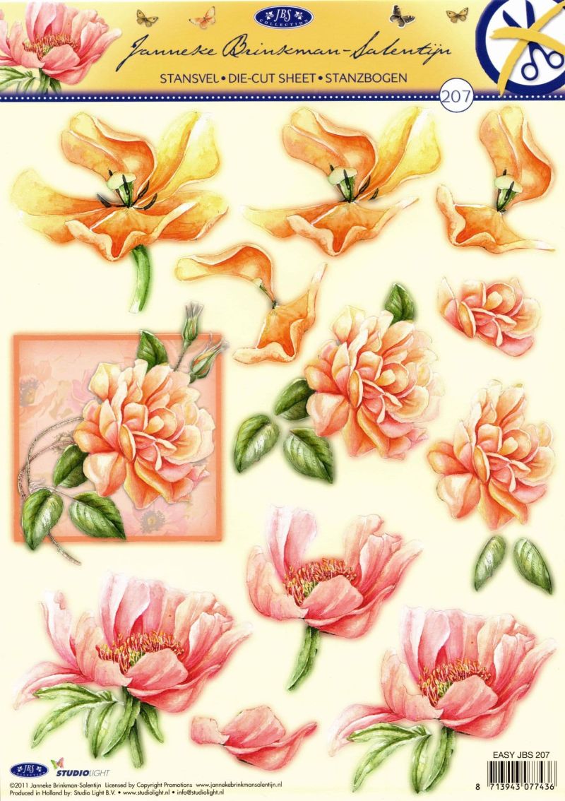 Rose & Lily Die Cut 3d Decoupage Sheet - No Cutting