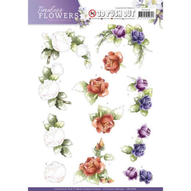 Roses Timless Flowers Precious Marieke Die Cut 3d Decoupage Craft Sheet