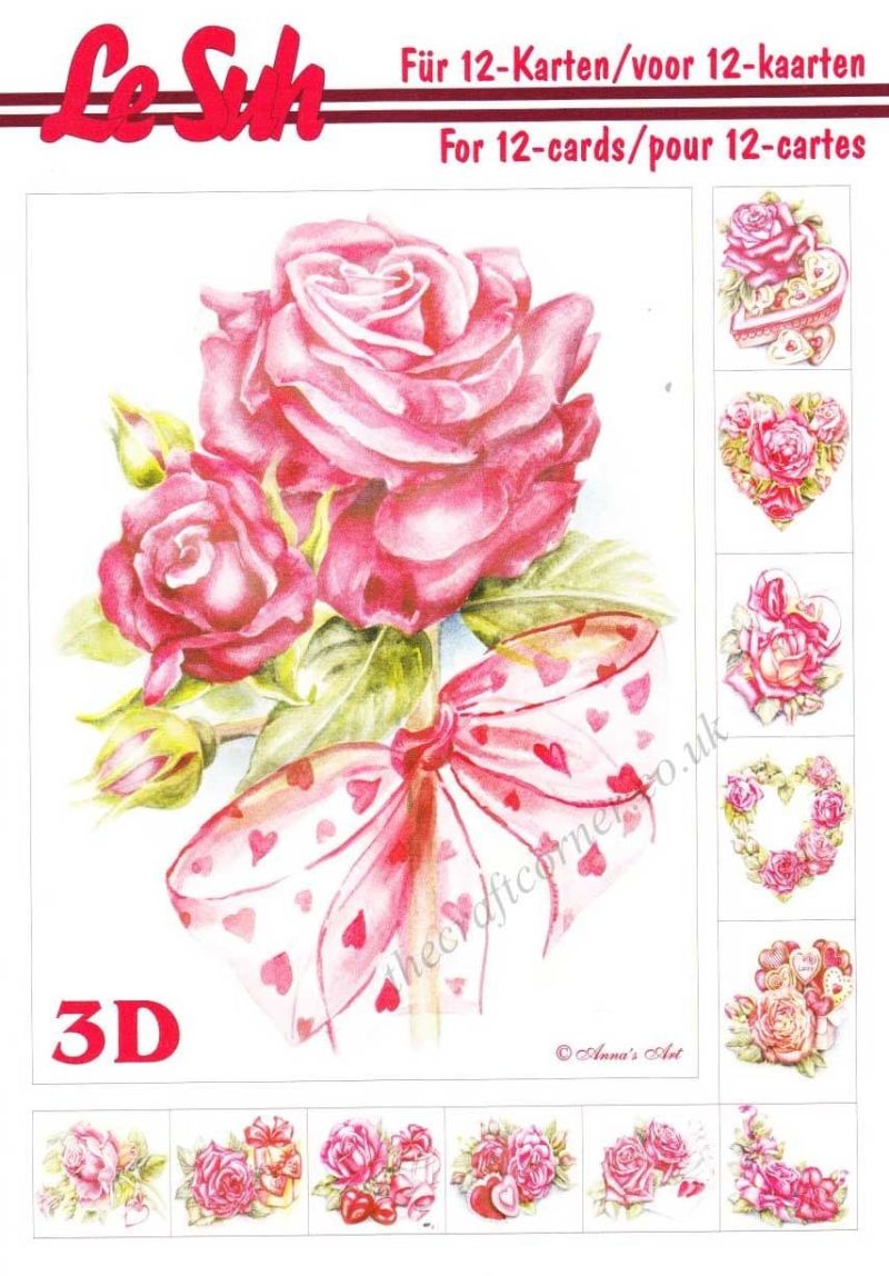 Roses With Love Hearts A5 3D Decoupage Book from Le Suh