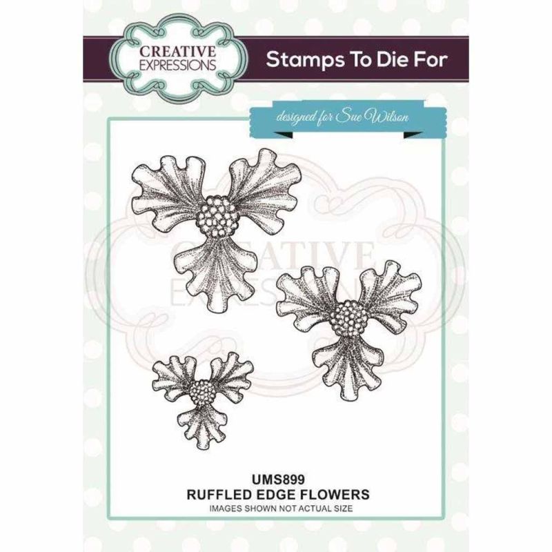 Ruffled Edge Flowers Rubber Stamps For Cardmaking & Paper Crafts