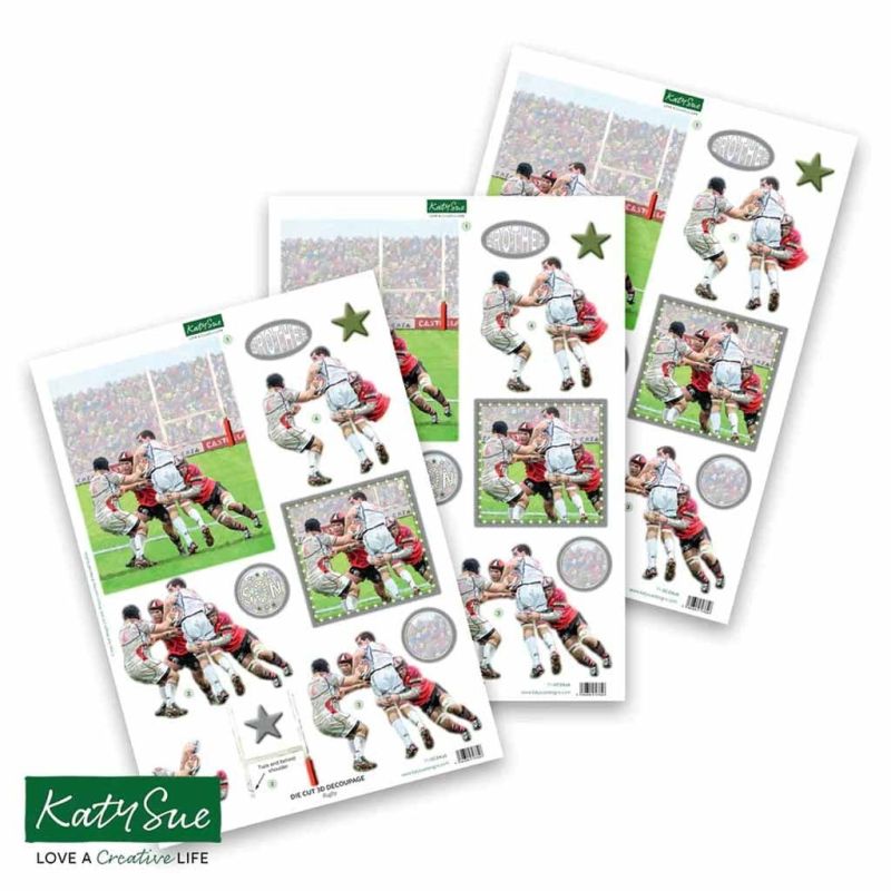 Rugby Die Cut 3d Decoupage Craft Sheets by Katy Sue