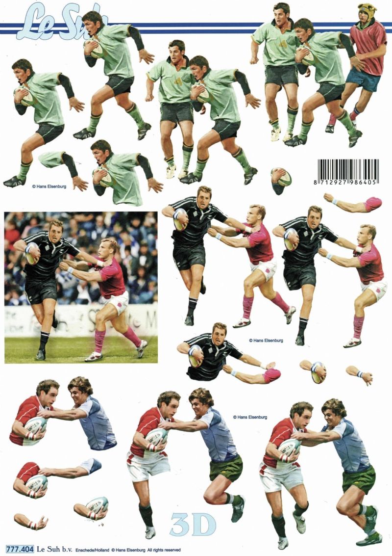 Rugby Sport Paper Crafting 3d Decoupage Sheet