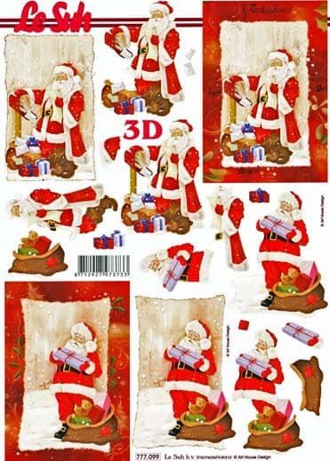 Santa with Presents Designs 3d Decoupage Sheet