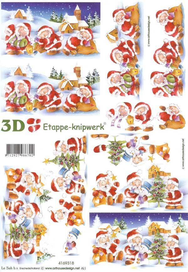 Santas Round The Tree Designs 3d Decoupage Sheet from Le Suh