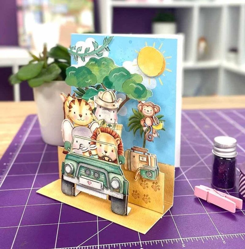 Sarafi Adventure Pop Up Stepper Card Paper Craft Sheet