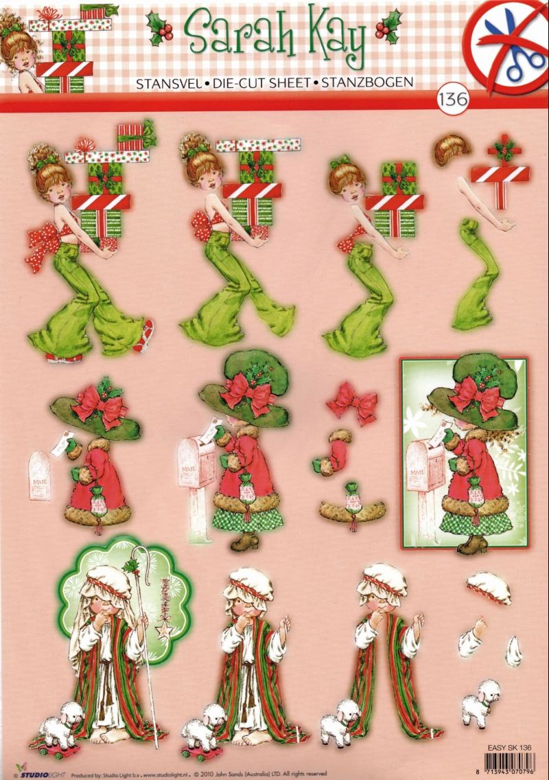 Sarah Kay Christmas Post Die Cut 3d Decoupage Sheet From Studio Light #136