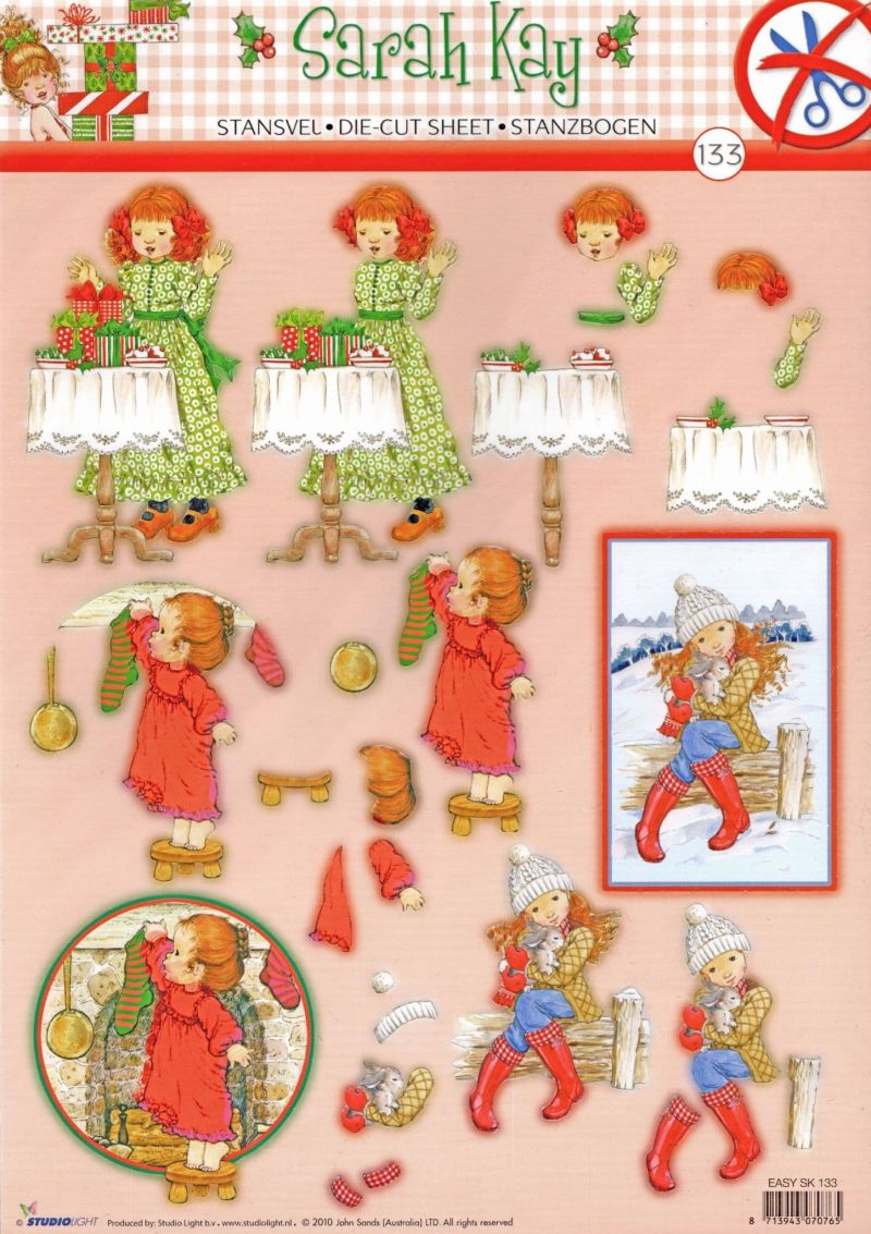 Sarah Kay Christmas Presents Die Cut 3d Decoupage Sheet From Studio Light #133