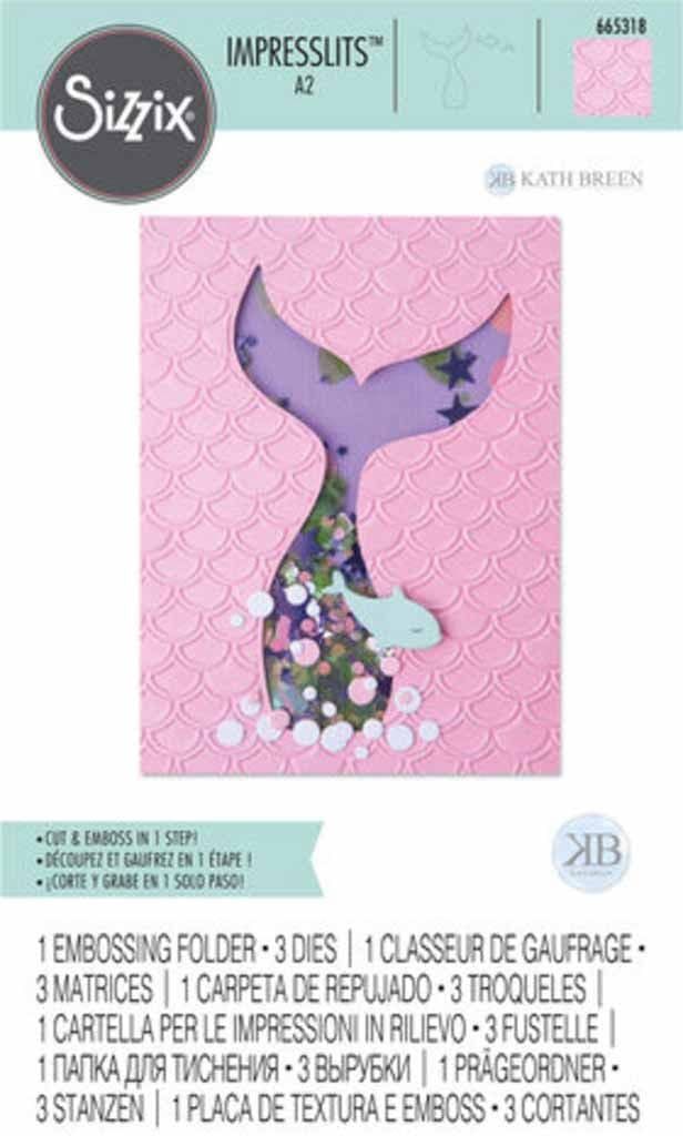 Scales & Tails Mermaid Tail Emboss & Cut  Sizzix Impresslits Metal Craft Die for Paper Crafts