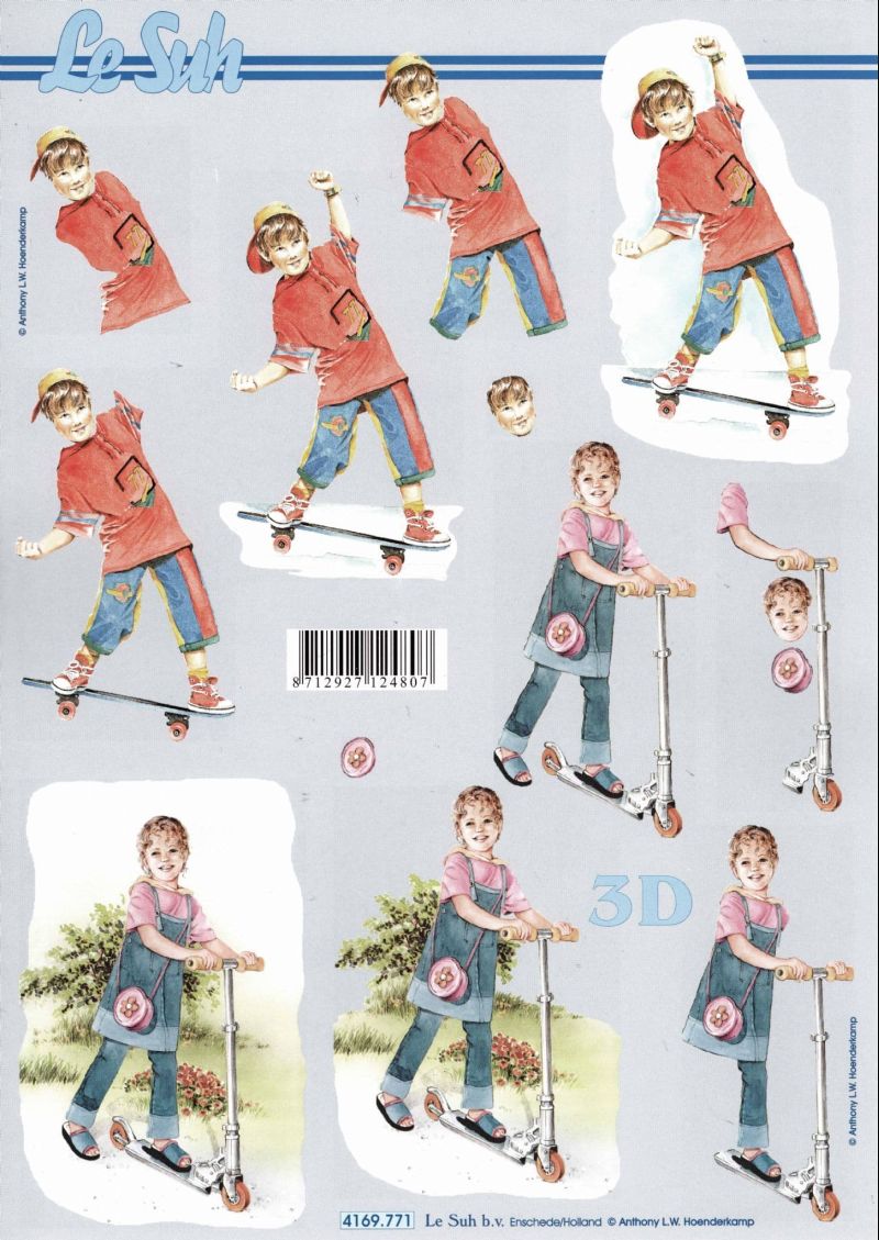 Scooter & Skateboard Fun Paper Crafting 3d Decoupage Sheet