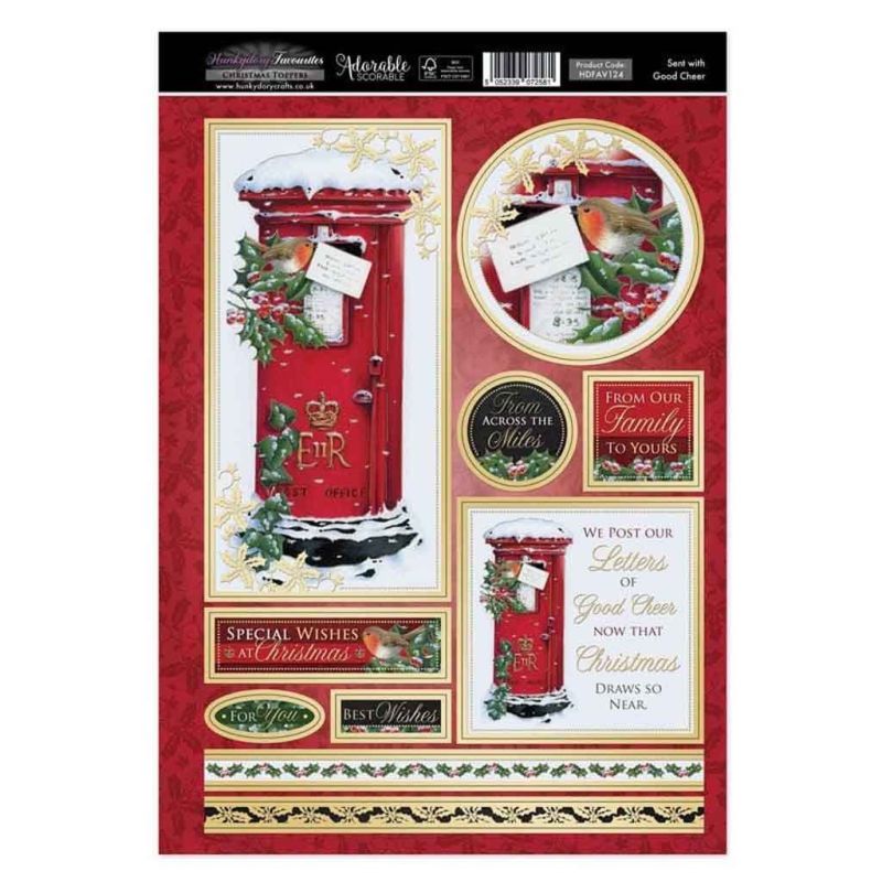 Sent With Good Cheer Post Box Die Cut Paper Craft Topper Sheet