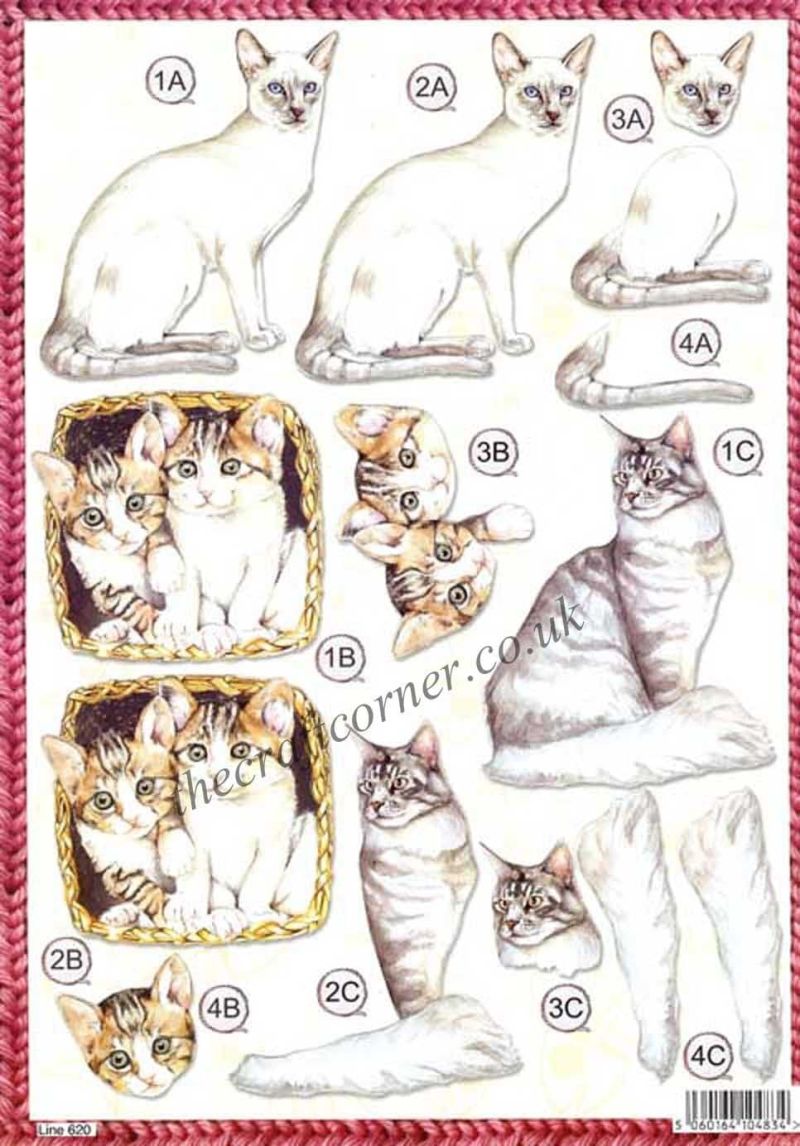 Siamese Cat Die Cut 3d Decoupage Sheet From Craft UK Ltd