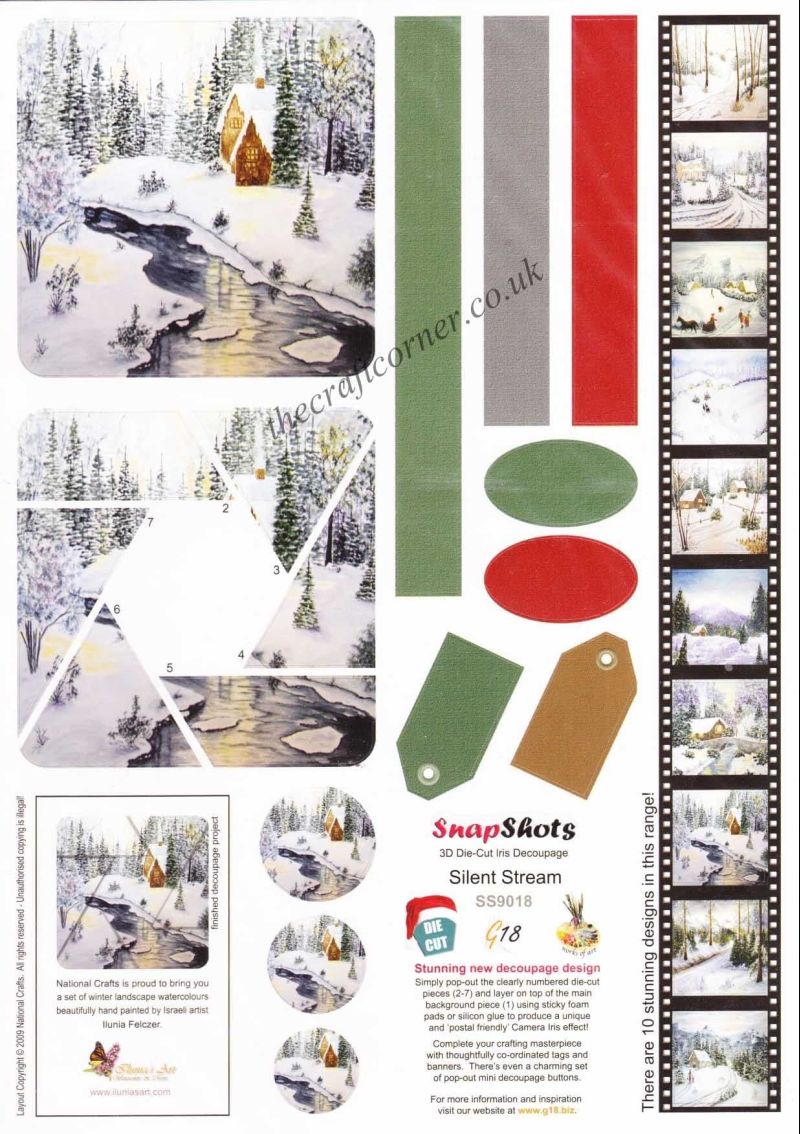 Silver Stream Christmas Scene Die Cut 3d Decoupage Sheet