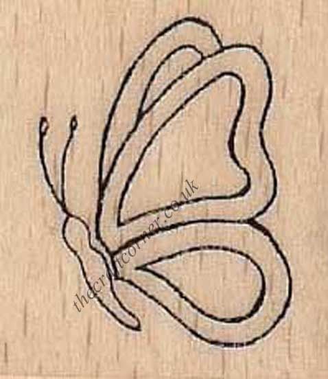 Simple Butterfly In Flight Wood Mounted  Rubber Stamp