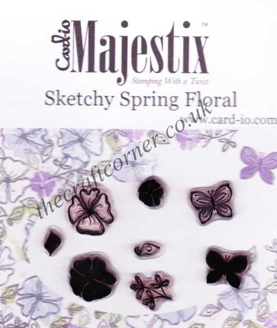 Sketchy Spring Floral Flower & Butterfly 8 Clear Rubber Stamps by Card-io