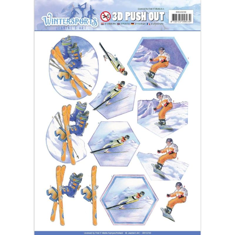 Skiing & Snowboards Winter Sport Die Cut 3d Decoupage Paper Crafts