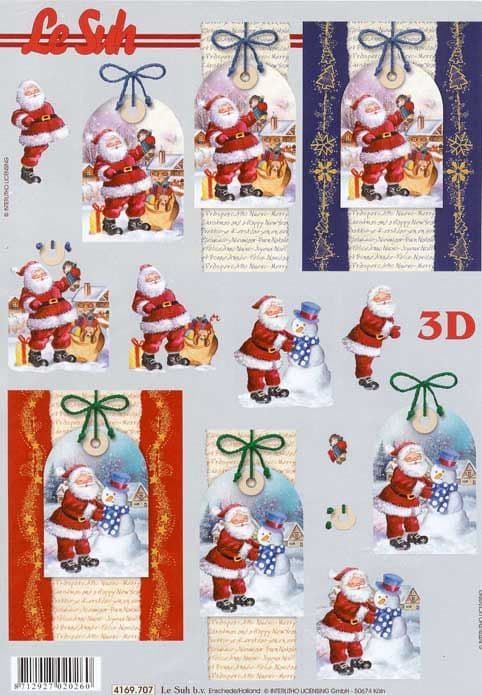 Small Santas 3d Decoupage Sheet