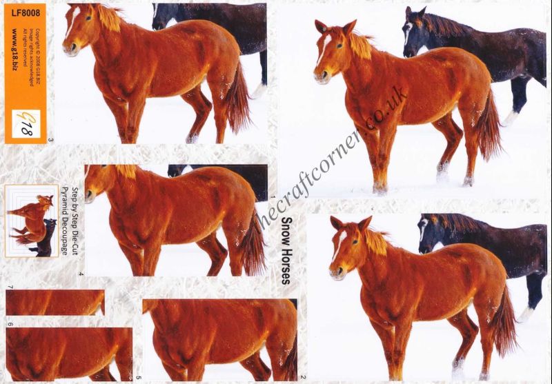 Snow Horses Die Cut Pyramid 3d Decoupage Sheet