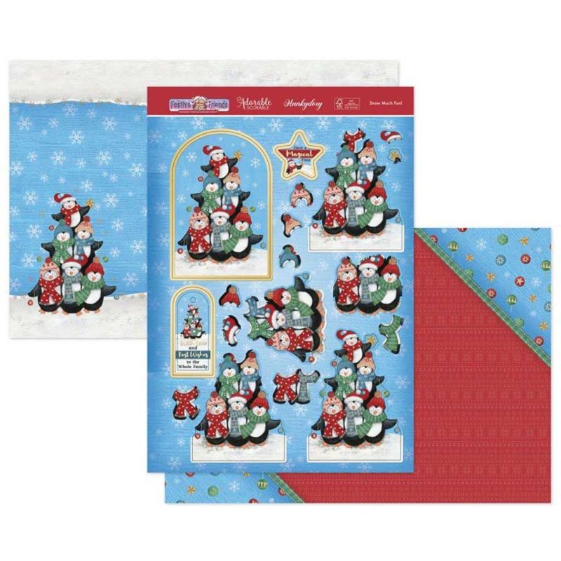 Snow Much Fun! Die Cut 3d Decoupage Luxury Paper Craft Topper Set