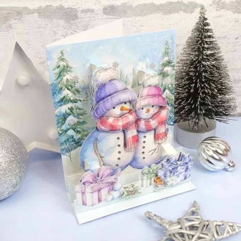 Snow Much Love Pop Up Stepper Card Paper Craft Sheet