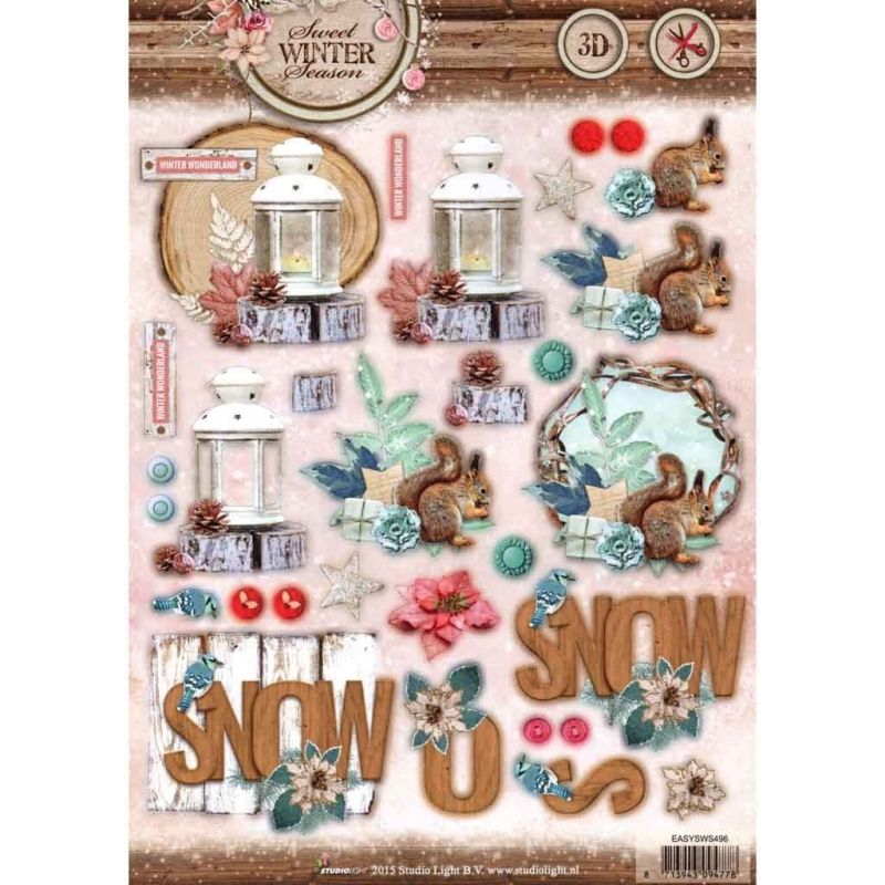 Snow & Squirrel Christmas Die Cut 3d Decoupage Paper Craft Paper