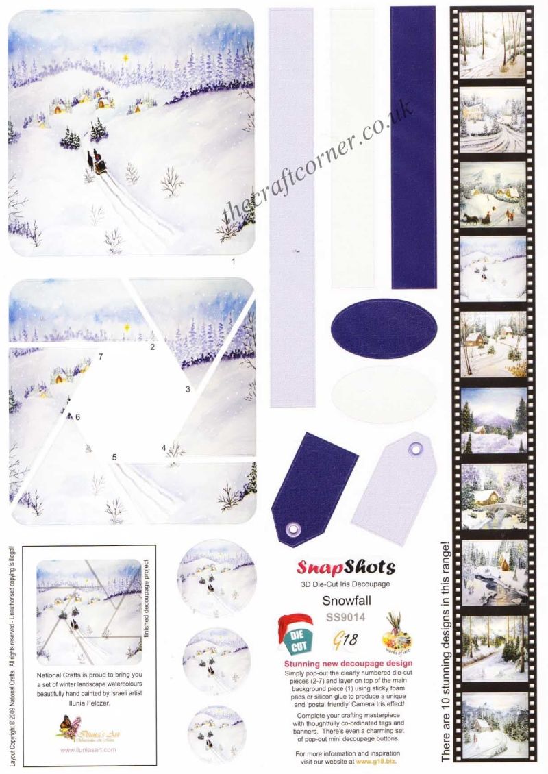 Snowfall Christmas Scene Die Cut 3d Decoupage Sheet