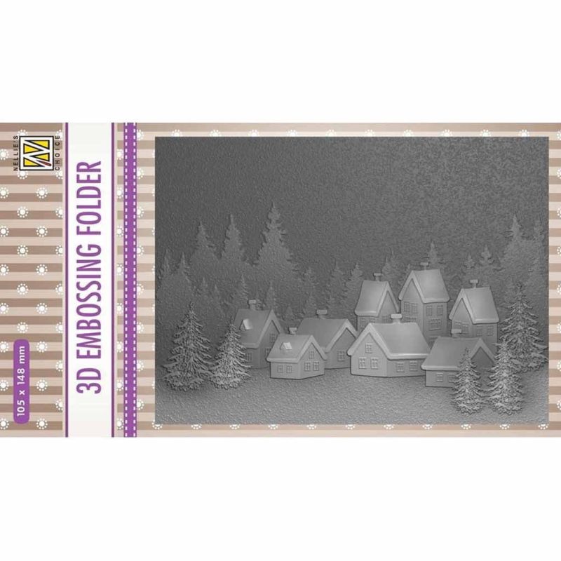 Snowy Village 3d Embossing Folder For Paper Crafts