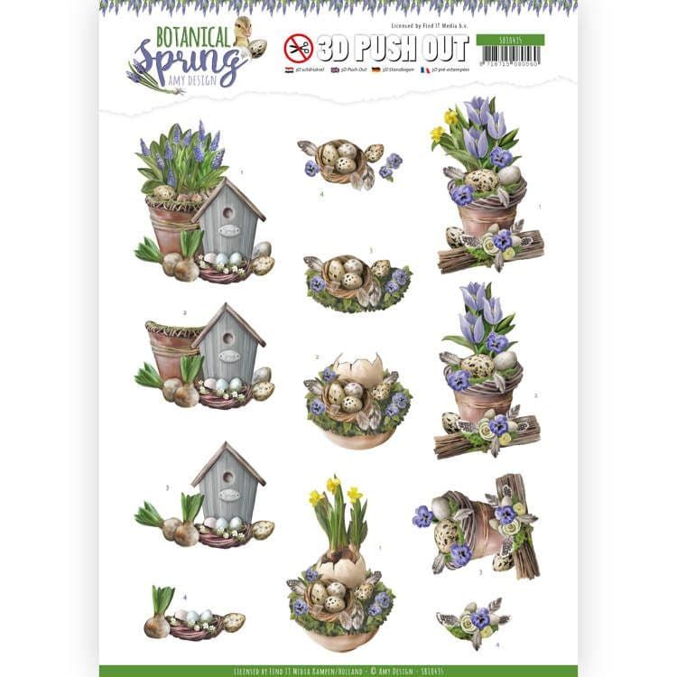 Spring Flowers & Egg Designs - Amy Designs 3D decoupage Die Cut Sheet