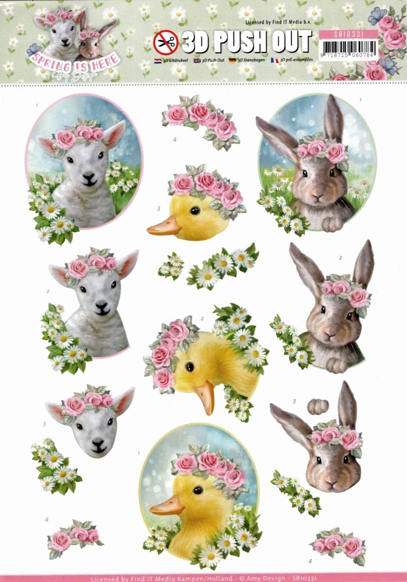 Spring is Here Easter Babes - Amy Designs 3D decoupage Die Cut Sheet