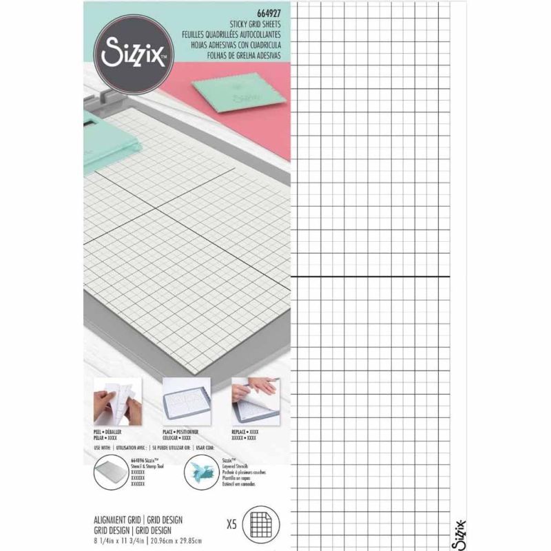 Sticky Grid Sheets For The Stencil & Stamp Tool By Sizzix for Paper Crafting