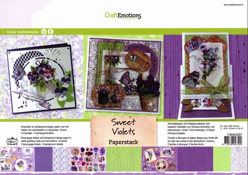 Sweet Violets Papertack by CraftEmotions - Cutting Required.