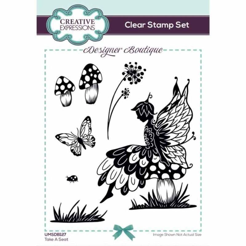 Take A Seat Fairy Clear Rubber Stamp Set for Paper Craft