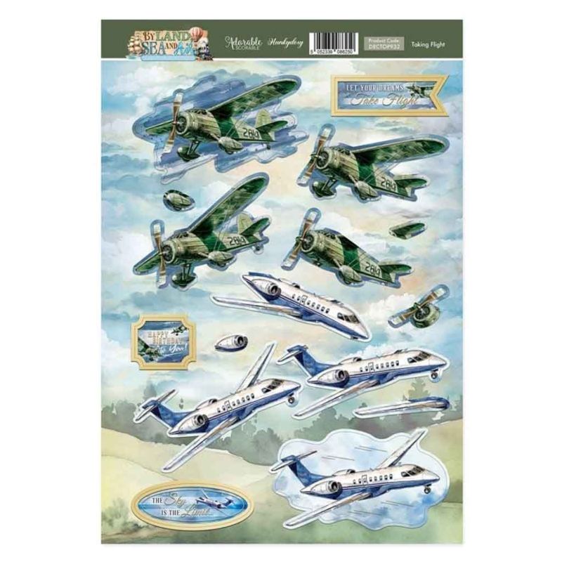 Taking Flight Aeroplanes Die Cut 3d Decoupage Craft Sheet