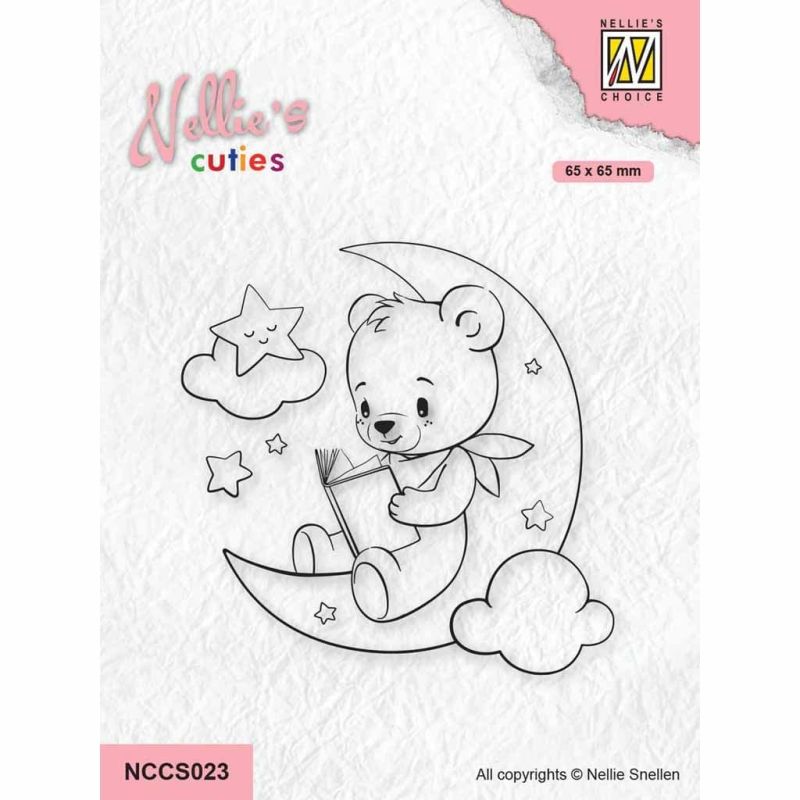 Teddy Bear On The Moon Clear Rubber Stamp By Nellie's Choice for Paper Crafts