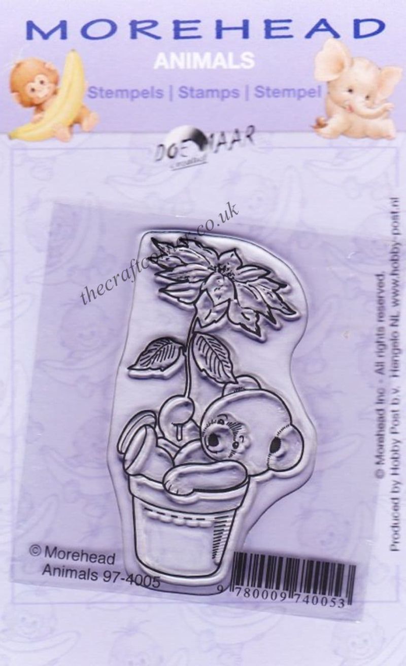 Teddy Bear with Flower Clear Rubber Stamp From Morehead