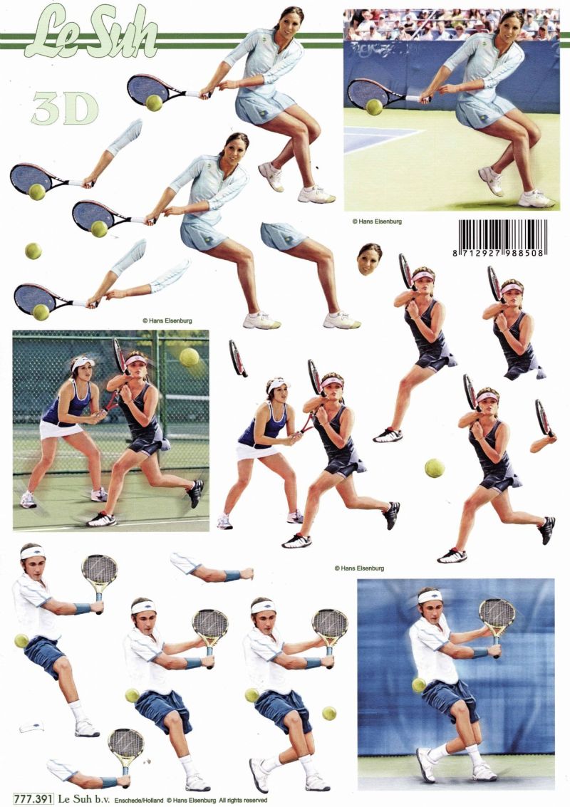 Tennis Sports Paper Crafting 3d Decoupage Sheet