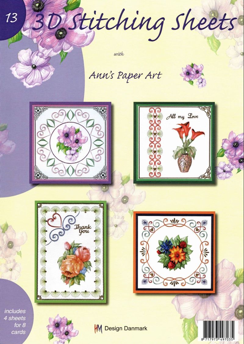 Thank You Flowers Embroidery On Paper - Ann's Paper Art Booklet 13 Includes 3d Decoupage Sheets