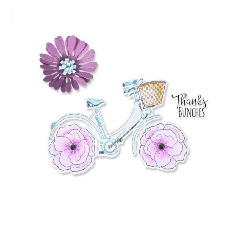 Thankful Bicycle Framelits Craft Die & Clear Rubber Stamp Set