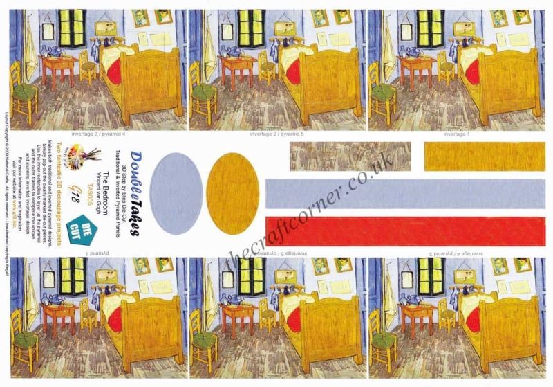 The Bedroom Painted By Vincent Van Gogh Pyramid Die Cut 3d Decoupage Sheet