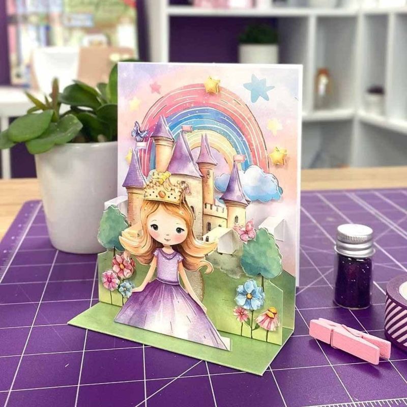 The Princess Castle Pop Up Stepper Card Paper Craft Sheet