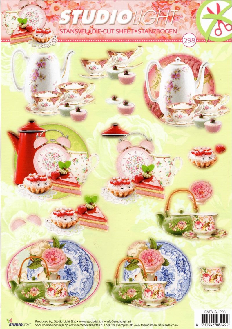 Time for Tea 3D Decoupage Die Cut Sheet - No Cutting Required