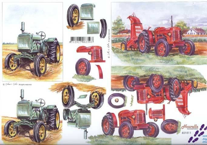 Tractor 3d Decoupage Craft Sheet from Le Suh