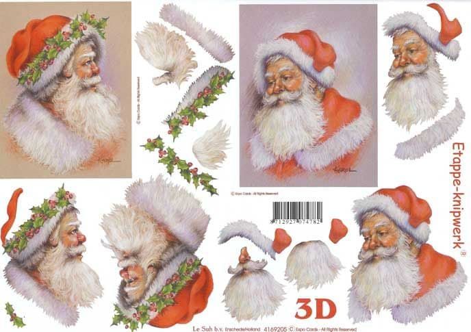 Traditional Father Christmas 3d Decoupage Sheet