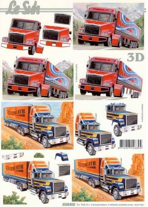 Trucks 2 3d Decoupage Sheet