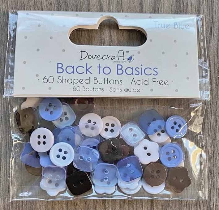 True Blue Back to Basics Blue Plastic Buttons by Dovecraft