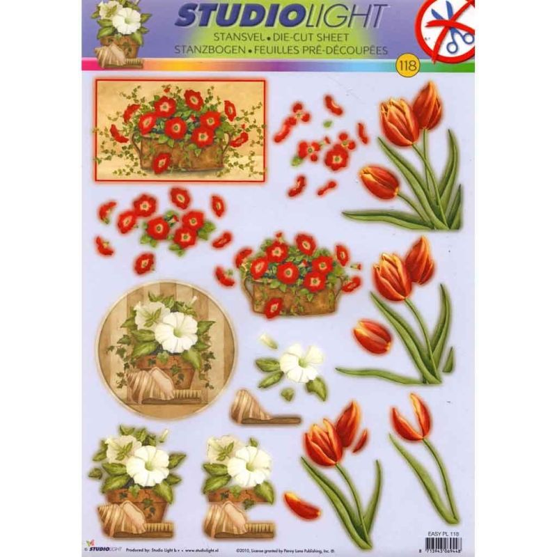 Tulips & Flowers in Baskets Die Cut 3d Decoupage Craft Paper