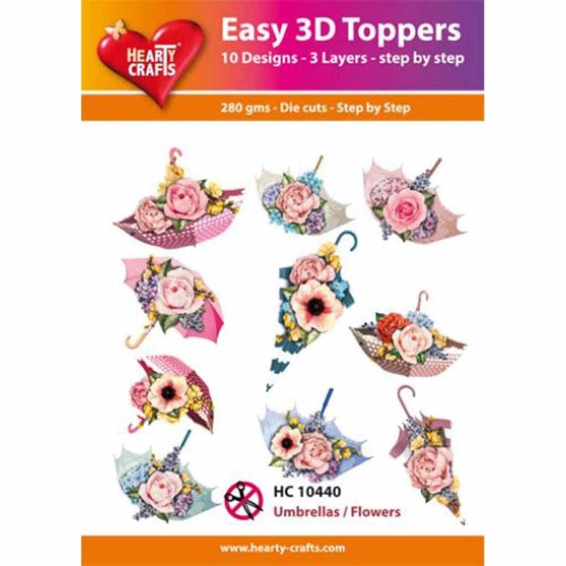 Umbrella Flowers Easy 3D  Craft Toppers for Paper Card Making