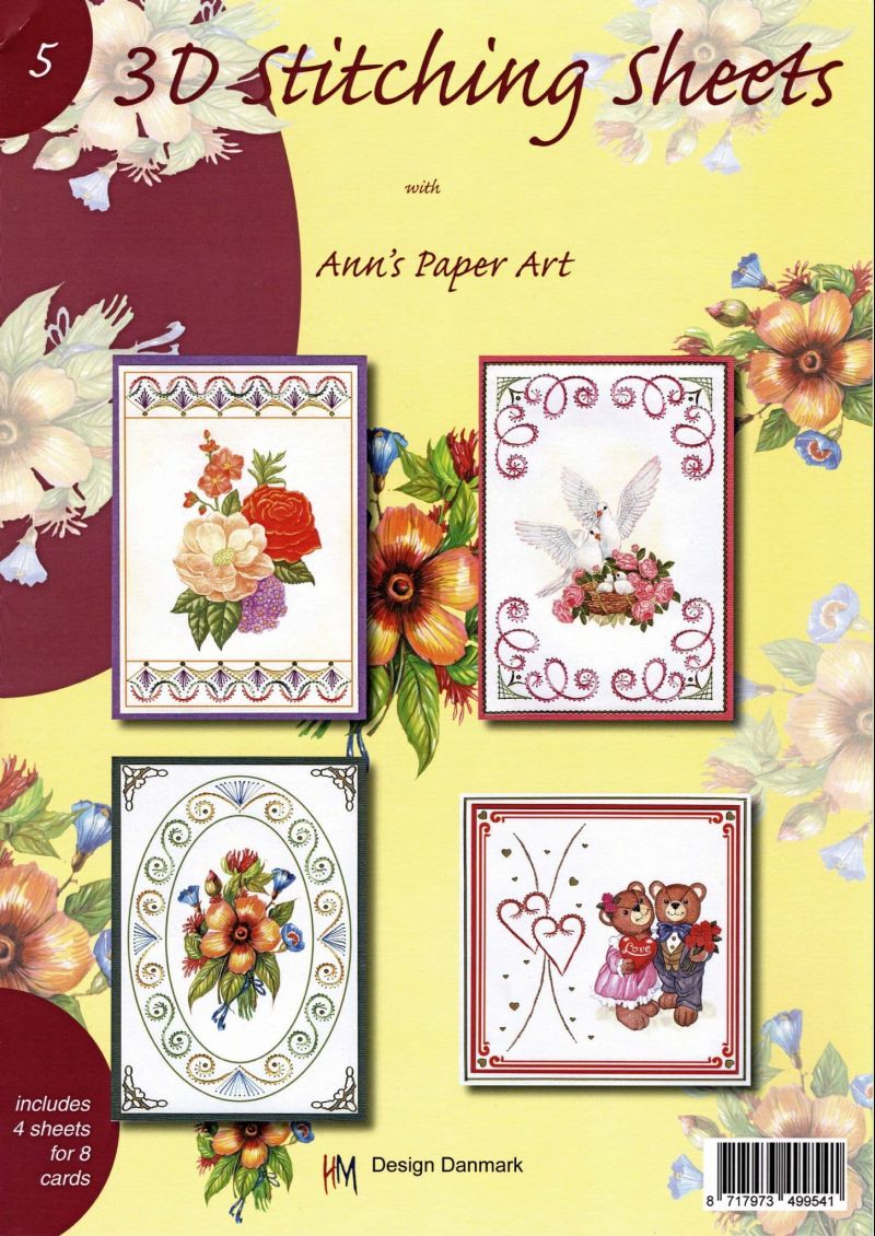 Valentine Embroidery On Paper - Ann's Paper Art Booklet 05 Includes 3d Decoupage Sheets