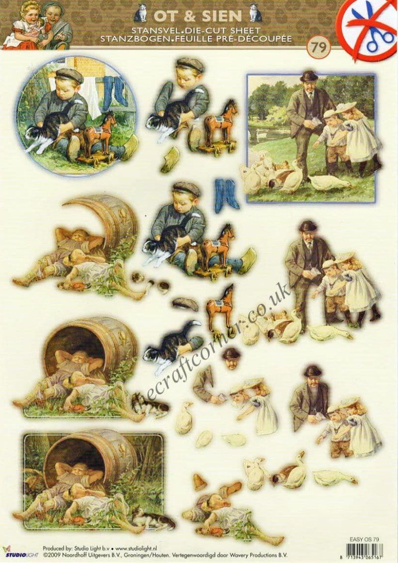 Victorian Children Playing Outside Die Cut 3d Decoupage Sheet