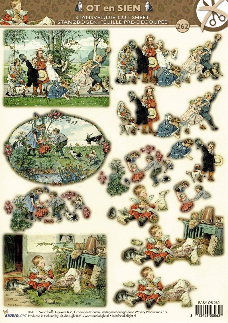 Victorian Children Playing Together Die Cut 3d Decoupage Sheet