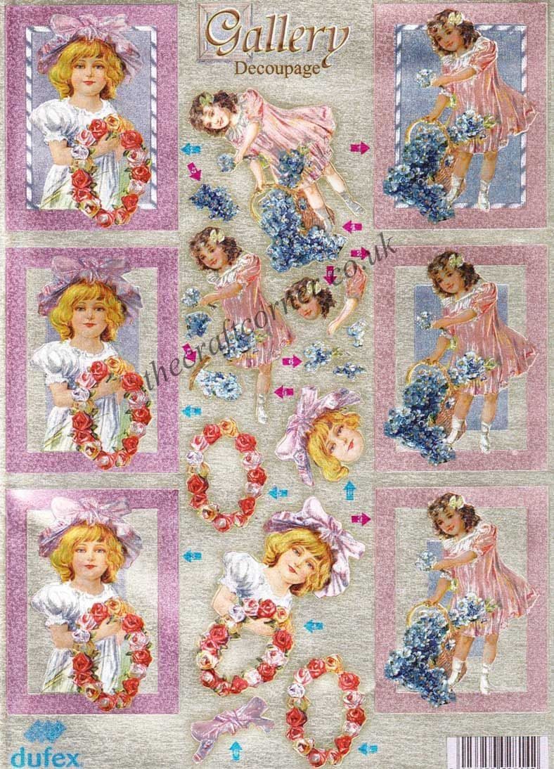 Victorian Girls With Flowers Die Cut 3d Decoupage Sheet From Dufex